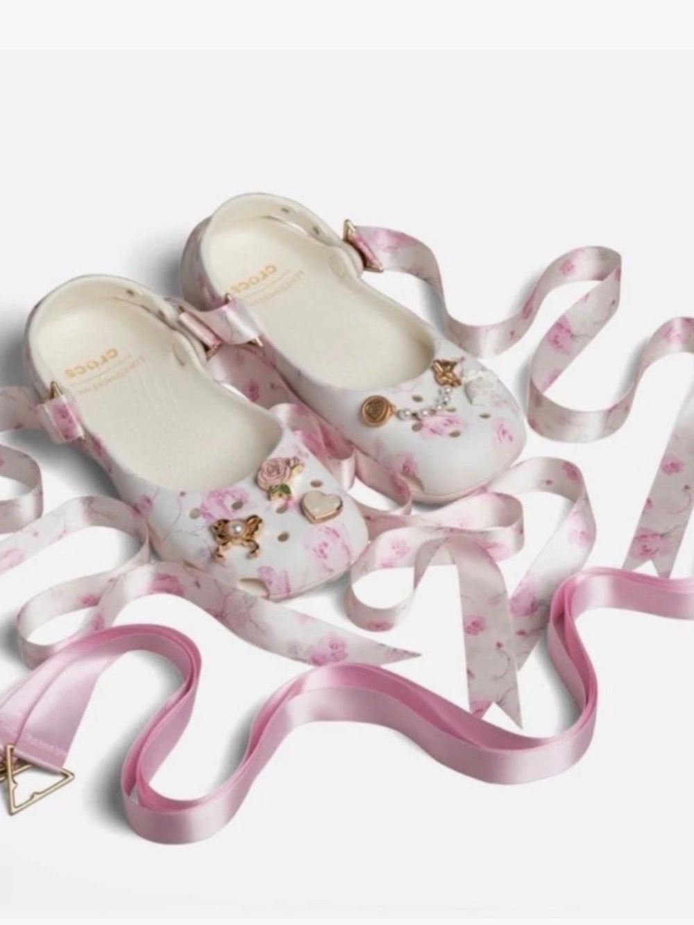 Crocs x LoveShackFancy Classic Ballet Flat NIB Pink White W8 - Picture 11 of 12